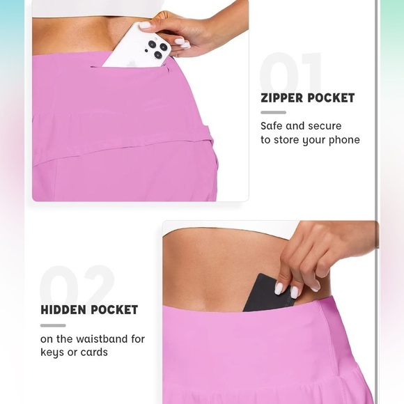 ✨2 for $35 ALL SHORTS!✨ GYM PEOPLE - High Waisted Running Shorts 4" PINK Small - Picture 3 of 7